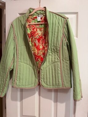 Coldwater Creek Green Jacket with Beige Accents